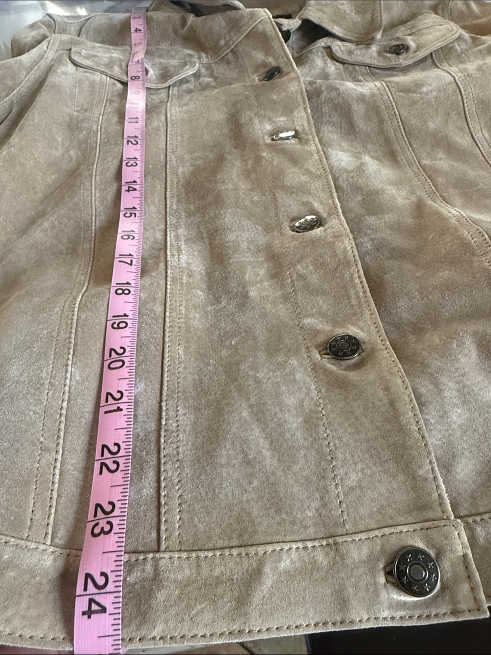 Fabio Women's Suede Leather Button-Front Jacket - Tan size XL - Picture 13 of 14